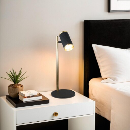 Lampa de masa, Opviq, 341LCA1401, Negru / Lac antic