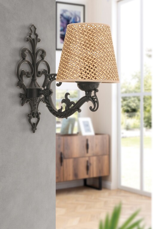 Aplica de perete, Opviq, 390FLH2337, Natural/Negru