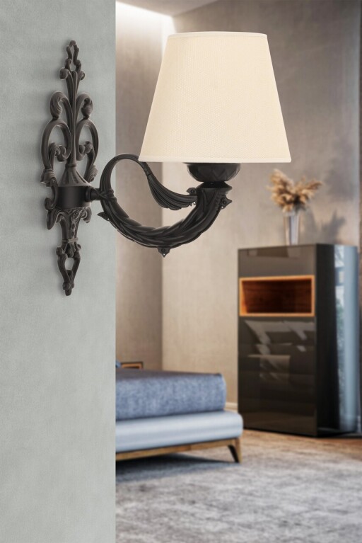 Aplica de perete, Opviq, 390FLH2358, Crem/Negru