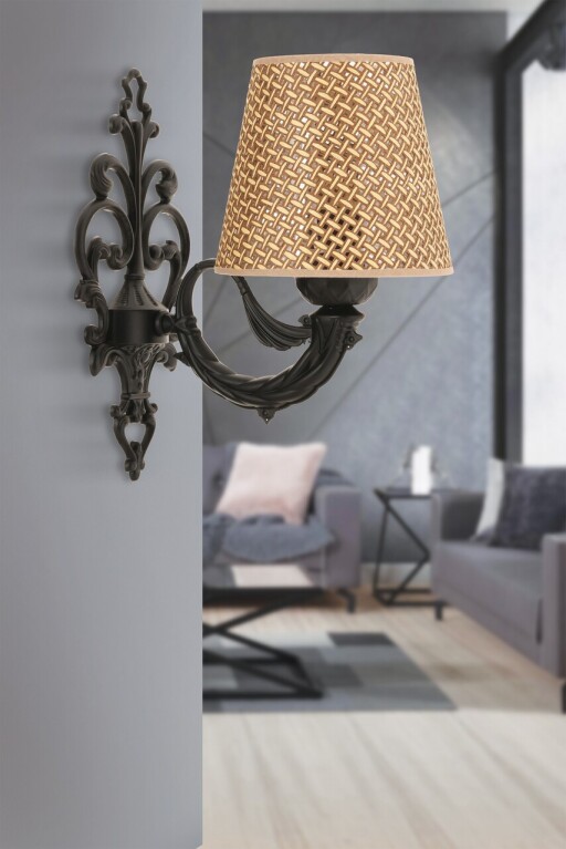 Aplica de perete, Opviq, 390FLH2361, Natural/Negru