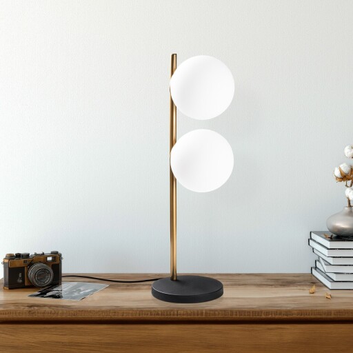 Lampa de masa, Opviq, 521SHN2272, Auriu / Alb / Negru