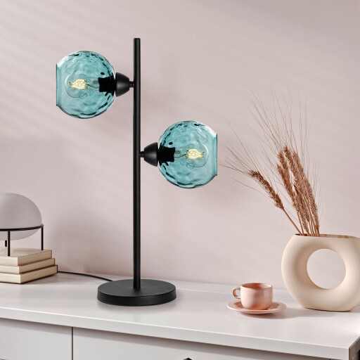Lampa de masa, Opviq, 521SHN3665, Albastru/Negru