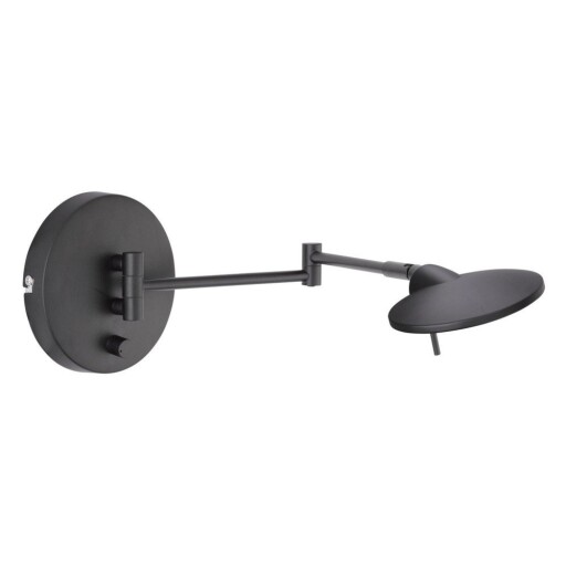 Aplică de perete negru-mat LED cu structură flexibilă/cu intensitate reglabilă Kazan – Trio