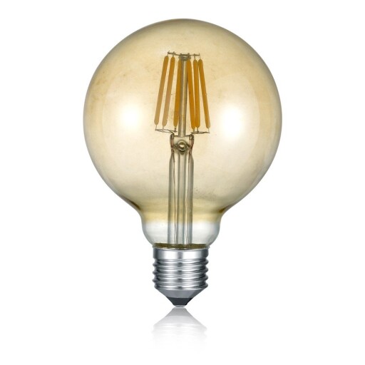 Bec LED/cu filament E27, cu lumină albă caldă 6 W Globe – Trio