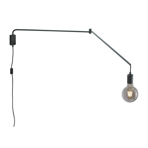 Aplică de perete negru-mat cu structură flexibilă cu alimentare la priză Line – Trio