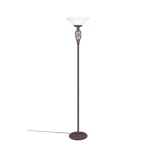 Lampadar maro închis cu abajur din sticlă (înălțime 180 cm) Rustica – Trio