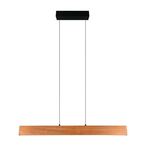 Lustră în culoare naturală LED cu abajur din lemn Edgewood – Trio