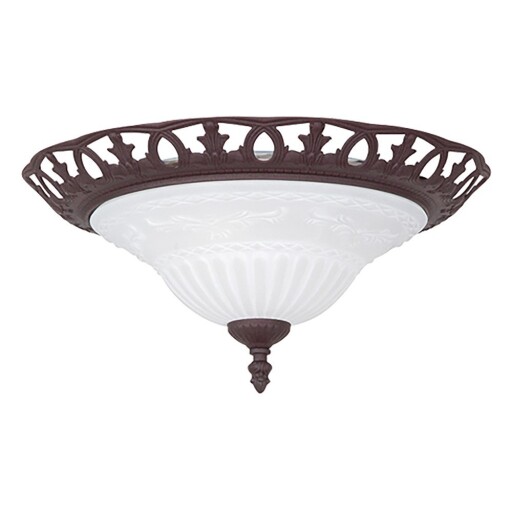 Plafonieră maro închis cu abajur din sticlă ø 38 cm Rustica – Trio