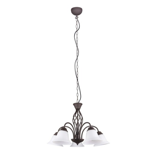 Lustră maro închis cu abajur din sticlă ø 60 cm Rustica – Trio
