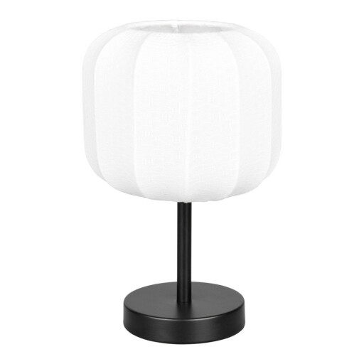 Veioză albă/negru-mat din metal cu abajur textil (înălțime 30 cm) Madleine – Reality