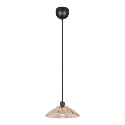 Lustră neagră/chihlimbar din metal cu abajur din sticlă ø 29,5 cm Eluna – Reality
