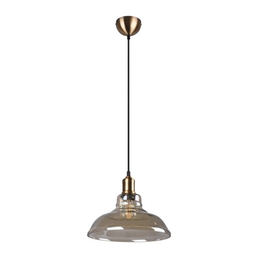Lustră alămie din metal cu abajur din sticlă ø 28 cm Aldo – Reality