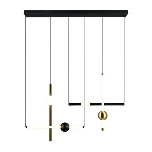 Lustră neagră/aurie LED cu intensitate reglabilă Melita – Trio