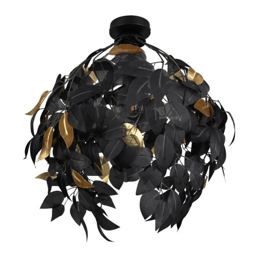 Plafonieră negru-mat din metal cu abajur din plastic ø 38 cm Leavy – Reality