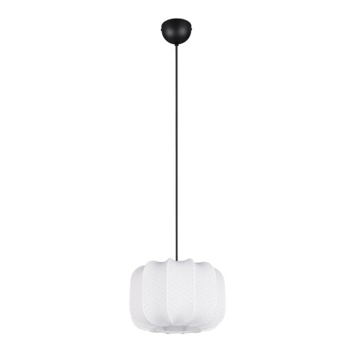 Lustră albă din metal cu abajur textil ø 25 cm Madleine – Reality
