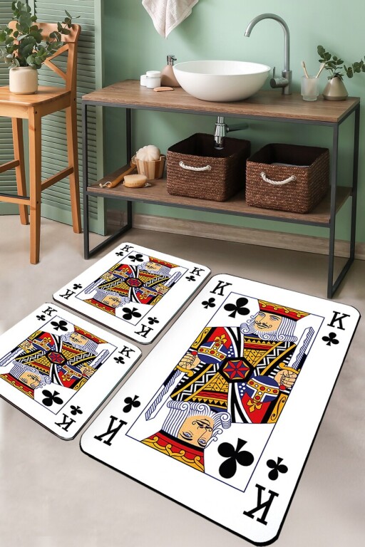 Set covorase de baie, L'essentiel Maison, Karo Playing Card, Poliester, Multicolor