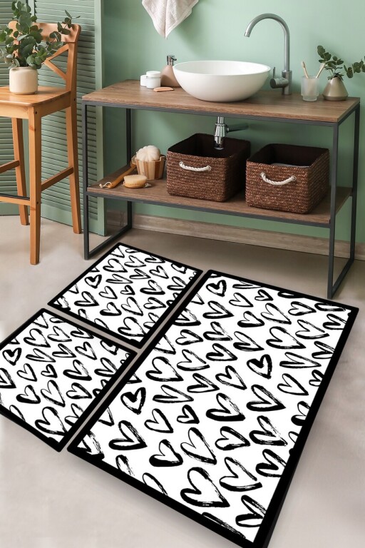 Set covorase de baie, L'essentiel Maison, Small Heart, Poliester, Multicolor