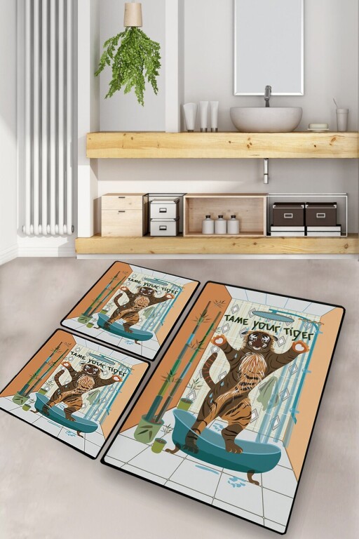 Set covorase de baie, L'essentiel Maison, Tame Your Tiger, Poliester, Multicolor