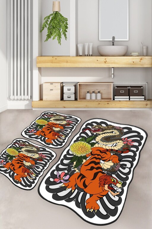 Set covorase de baie, L'essentiel Maison, Wild Animals, Poliester, Multicolor