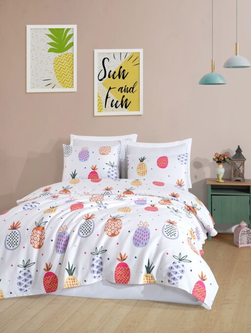 Set cuvertura pique dubla, L'essentiel Maison, Iva, Bumbac, Multicolor