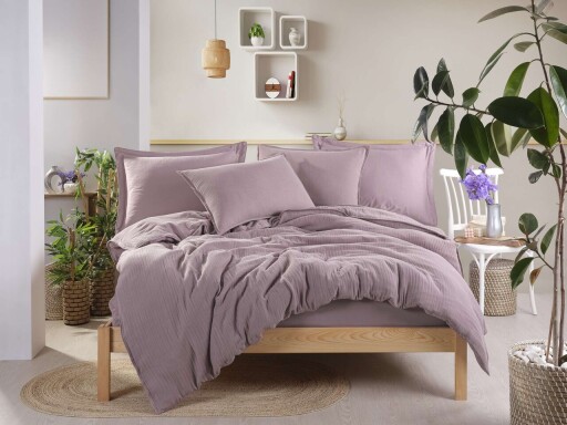 Set de huse de pilotă duble din muselină, L'essentiel Maison, Muslin, Lila