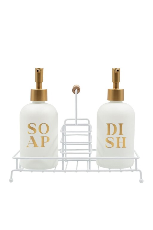 Set dozator de sapun, Hermia, 127RKL1427, Suport metalic (1 bucată), Alb