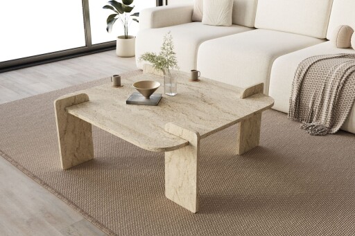 Masuta de cafea, Hanah Home, Woog, 90x35x90 cm, Travertin