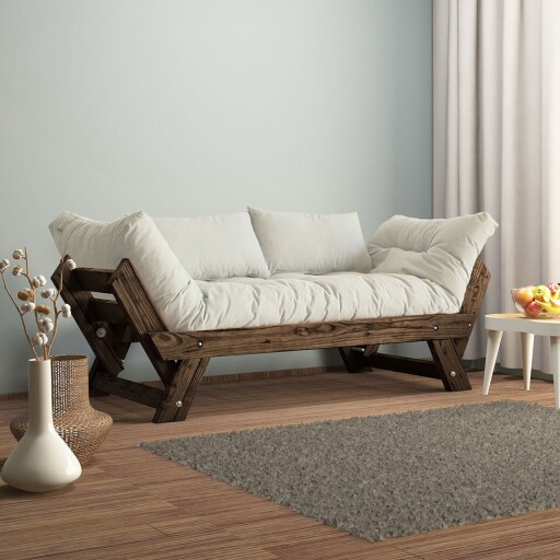 Canapea de gradina cu 2 locuri, Hanah Home, CPT8128-210, Nuc/Alb