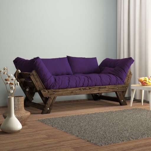 Canapea de gradina cu 2 locuri, Hanah Home, CPT8121-210, Nuc / Mov