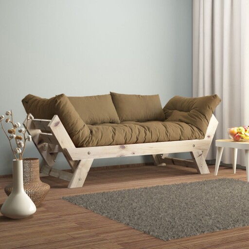 Canapea de gradina cu 2 locuri, Hanah Home, CPT8122-210, Natural / Cămilă