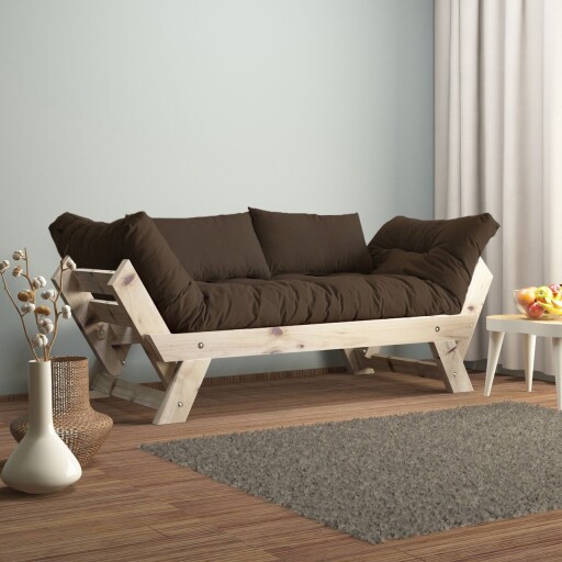 Canapea de gradina cu 2 locuri, Hanah Home, CPT8123-210, Natural / Maro