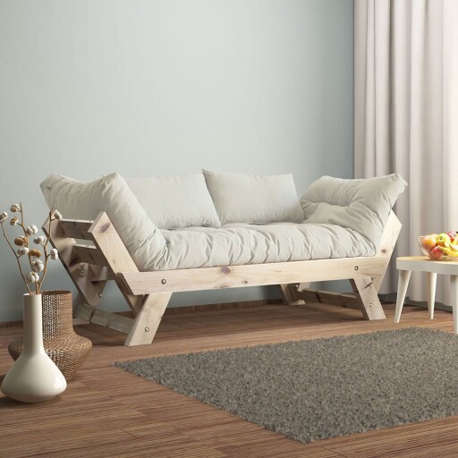 Canapea de gradina cu 2 locuri, Hanah Home, CPT8129-210, Natural/Alb