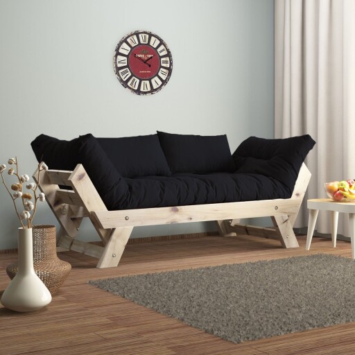 Canapea de gradina cu 2 locuri, Hanah Home, CPT8111-210, Natural/Negru