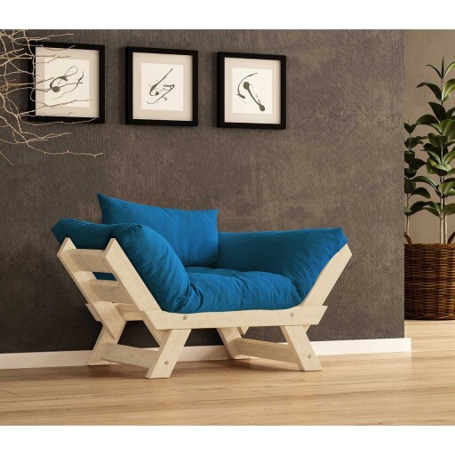 Fotoliu de gradina, Hanah Home, CPT8146-140, Natural / Albastru