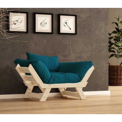 Fotoliu de gradina, Hanah Home, CPT8148-140, Natural / Albastru petrol /