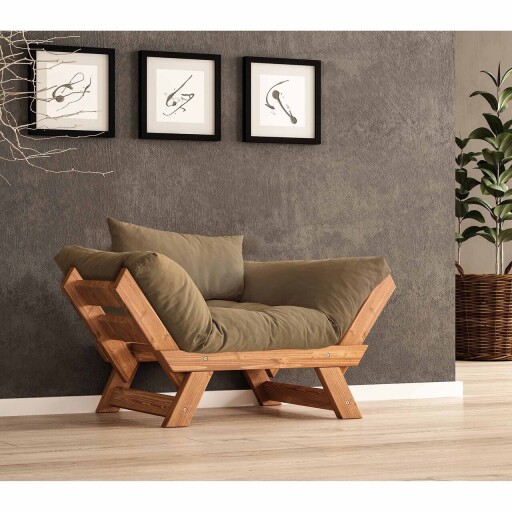 Fotoliu de gradina, Hanah Home, CPT8152-140, Teak / Cămilă
