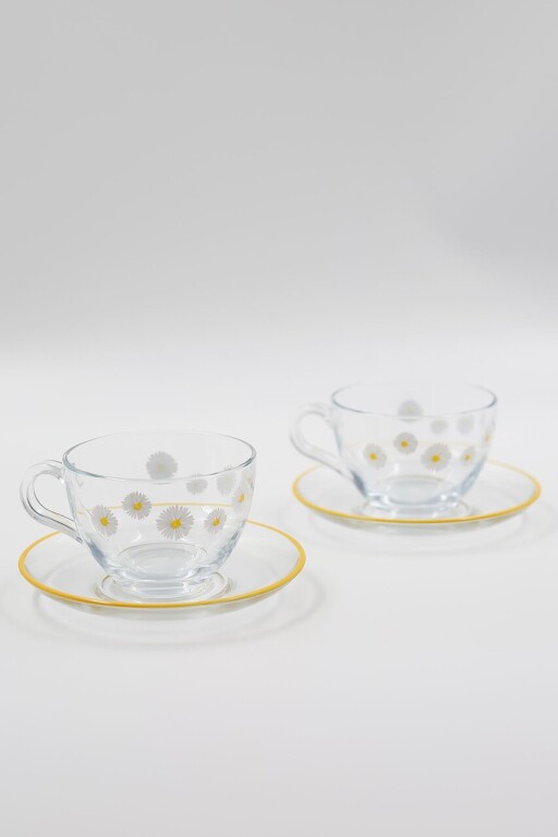 Set pentru ceai, Hermia, 127RKL1213, Farfurie: 9,1 x 9,1 x 6,4 cm (2 bucăți), Transparent