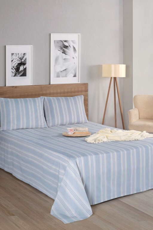 Set de pat dublu (cearceaf cu elastic si perne) 3 piese, L'essentiel Maison, Soft Line, Gri