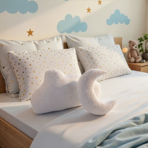 Set perne decorativet, Cloud &amp; Moon, Alb