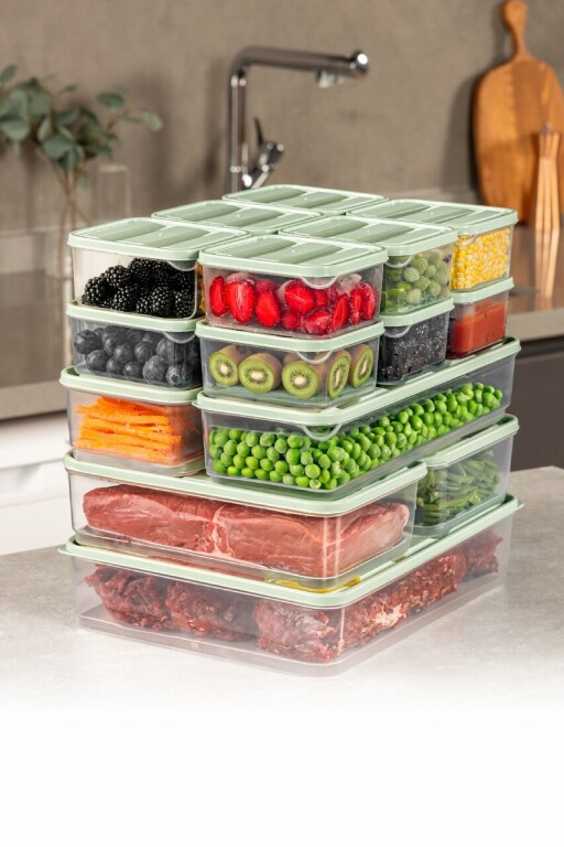 Set recipiente depozitare, Hermia, 964FRM5726, Dimensiune: 23 x 15 x 7 cm / 1750 ml (2 bucăți), Verde menta
