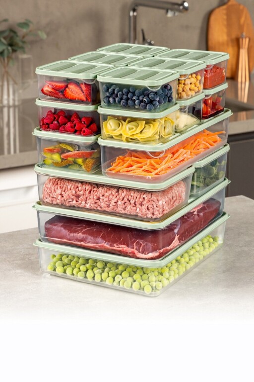 Set recipiente depozitare, Hermia, 964FRM5727, Dimensiune: 23 x 15 x 7 cm / 1750 ml (2 bucăți), Verde menta
