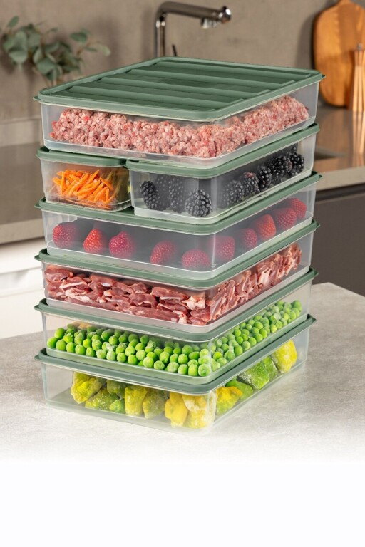 Set recipiente depozitare, Hermia, 964FRM5760, Dimensiune: 23 x 29,5 x 6,5 cm / 3500 ml (5 bucăți), Verde