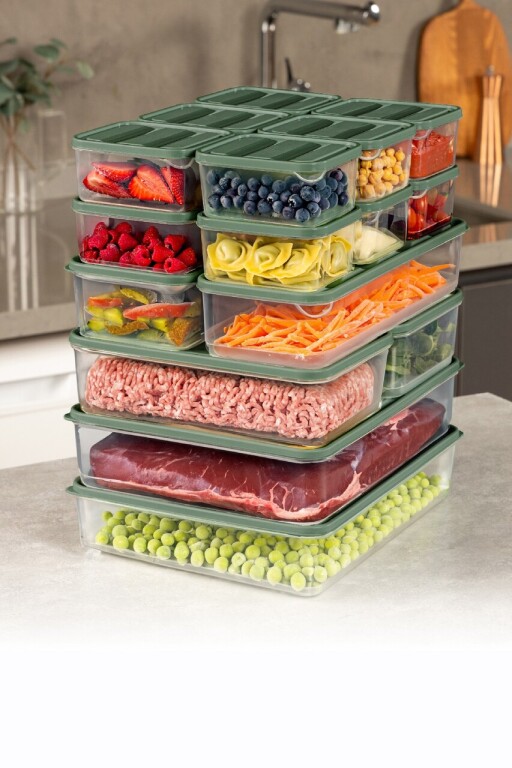 Set recipiente depozitare, Hermia, 964FRM5766, Dimensiune: 23 x 15 x 7 cm / 1750 ml (2 bucăți), Verde