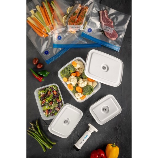 Set cutie de depozitare și pungă pentru depozitarea alimentelor, Hermia, 964FRM5785, Dimensiuni cutie de depozitare: 13,7 x 17,6 x 8 cm / 950 ml (2 bucăți), Transparent