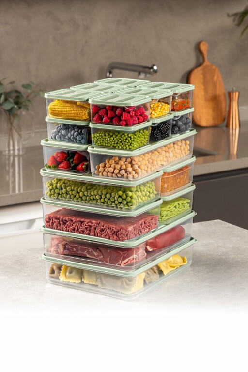 Set recipiente depozitare, Hermia, 964FRM5729, Dimensiune: 23 x 15 x 7 cm / 1750 ml (4 bucăți), Verde menta