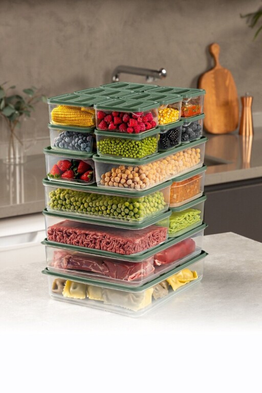 Set recipiente depozitare, Hermia, 964FRM5768, Dimensiune: 23 x 15 x 7 cm / 1750 ml (4 bucăți), Verde