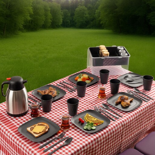 Set de picnic, Hermia, 964FRM6102, Dimensiune furculiță: 18,5 cm (6 bucăți), Antracit