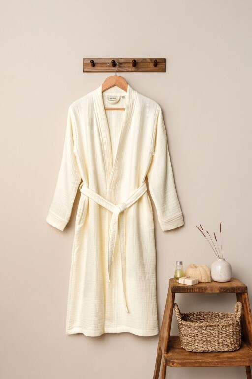 Halat de baie unisex, L'essentiel Maison, Kimono, Ecru