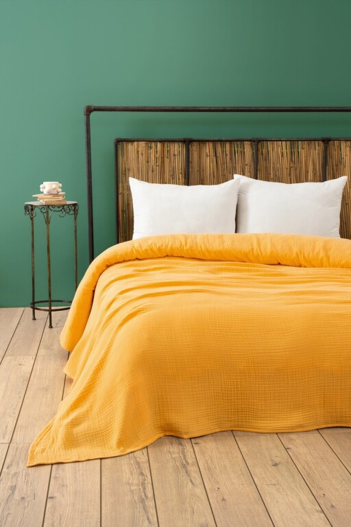 Cuvertura Single 155x200 cm, L'essentiel Maison, Muslin, Galben