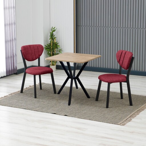 Set masa extensibila si scaune, 3 piese, Hanah Home, Elma, Burgundia / Nuc